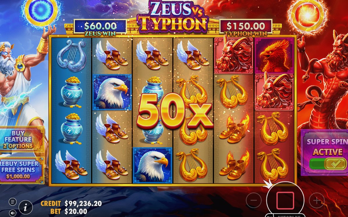 Vinstskärm med ZEUS WIN och TYPHON WIN var för sig